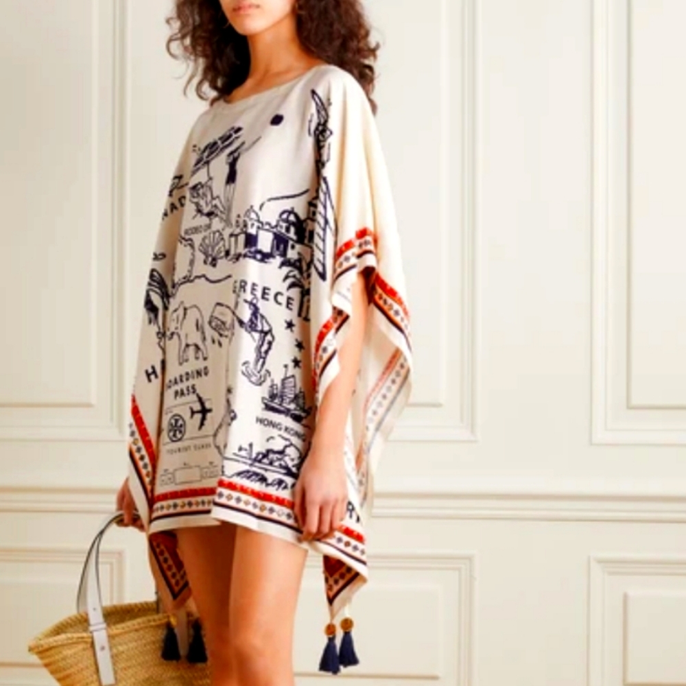 NWT Saks Exlusive Tory Burch Caftan in Navy Destination Anywhere Etoile